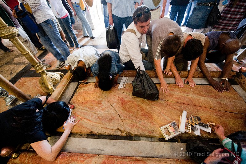 20100410_110955 D3.jpg - The Stone of Unction is where Jesus' body was removed from the cross and prepared for burial and placed in shrouds